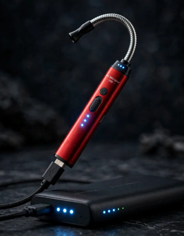 Electric arc lighter with flexible 360 degree neck for reaching gas stove burners